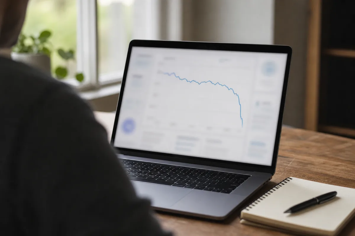 Courbe de trafic en chute brutale sur un tableau de bord analytique