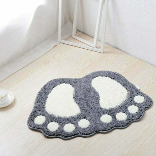 tapis de bain en forme de pied gris